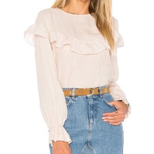 Anine Bing Linen Ruffle Top in blush size Large
